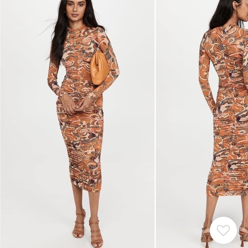 ALC Ansel Midi Bodycon Ruched Dress in Clay Combo Size Medium